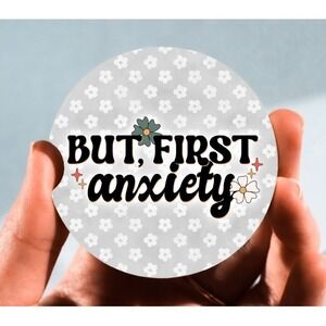 Set of 2 Car Coasters, But First Anxiety Car Coaster, Neoprene Car‎ Coaster